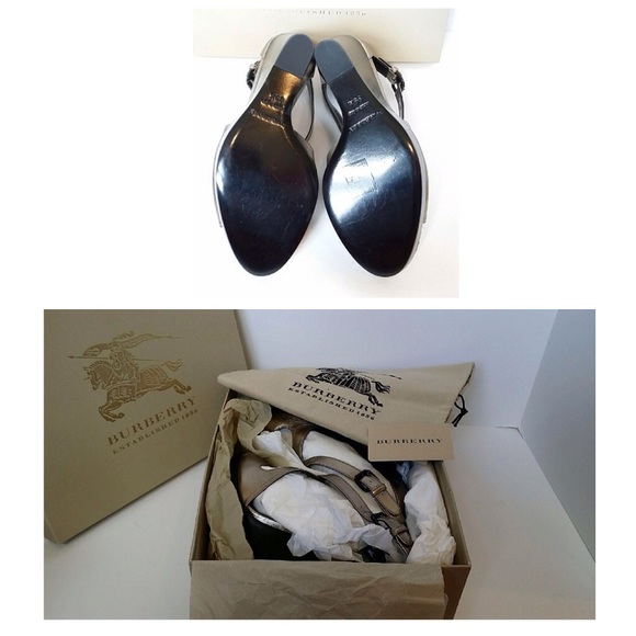 Burberry Wedge Shoes Metallic Goldstone Color in Dust Bag and Box - Picture 3 of 4